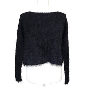 Decree Black Fuzzy Eyelash Knit Shaggy Sweater M